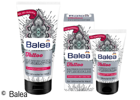 Balea-Produkte für tätowierte Haut.