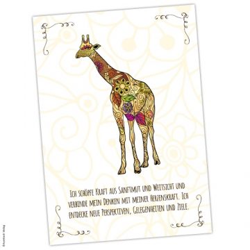 Krafttier Giraffe Karte und Affirmation