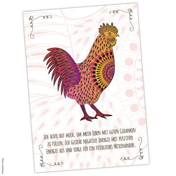 Krafttierkarte Huhn und Affirmation