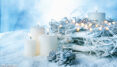 Kerzen in winterlicher Landschaft