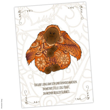 Krafttier-Postkarte Orang-Utan