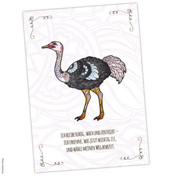 Krafttier-Postkarte Strauss