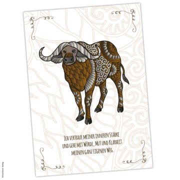 Krafttier-Postkarte Wasserbueffel