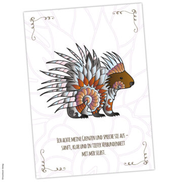 Krafttier-Postkarte Stachelschwein