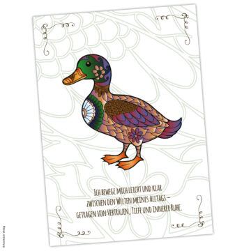 Krafttier-Postkarte Ente