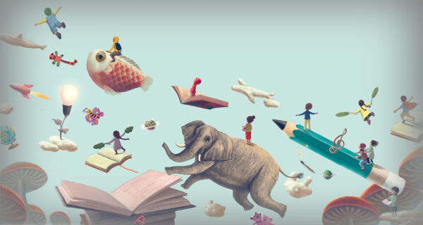 Traumbild mit fliegendem Elefant