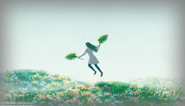 Traum-Frau-Fliegen-Natur
