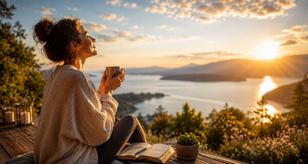 positive Gedanken verbessern Leben - Frau mit Tasse